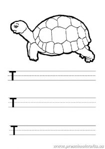 Uppercase letter T worksheet - Turtle Painting