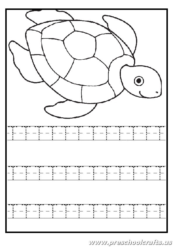 Write the uppercase letter t worksheet turtle coloring