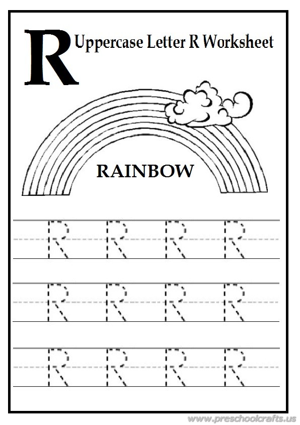 Trace The Uppercase Letter R Worksheet Free Printables Preschool Crafts
