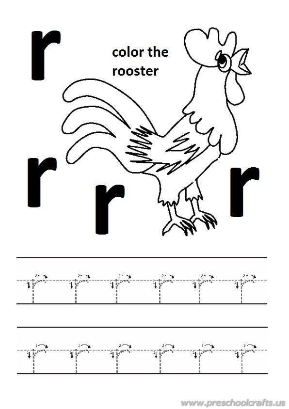 letter r tracing worksheets preschool Printable letter r tracing worksheet with number and arrow guides