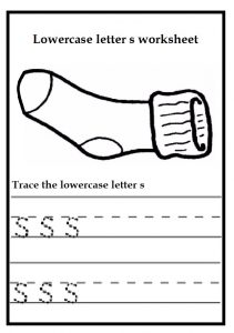 Trace the lowercase letter s worksheet for kindergarten and 1st grade
