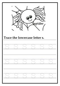 Tracing lowercase letter s worksheets