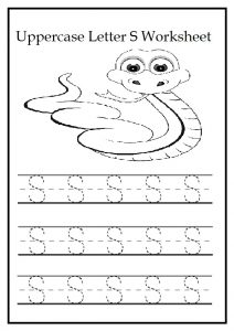Uppercase letter S worksheet for kindergarten and first grade