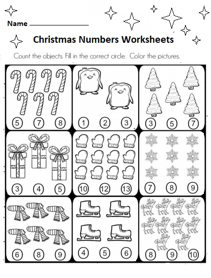 Free Preschool Christmas Numbers Worksheets Preschool Crafts