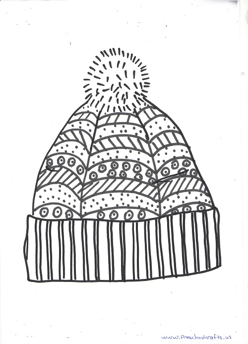 free printable winter hat mandala coloring page for kids - Preschool Crafts