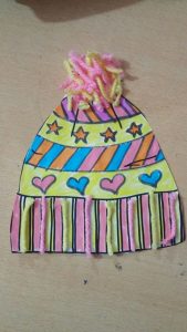 preschool winter hat yarn and coloring design craft ideas