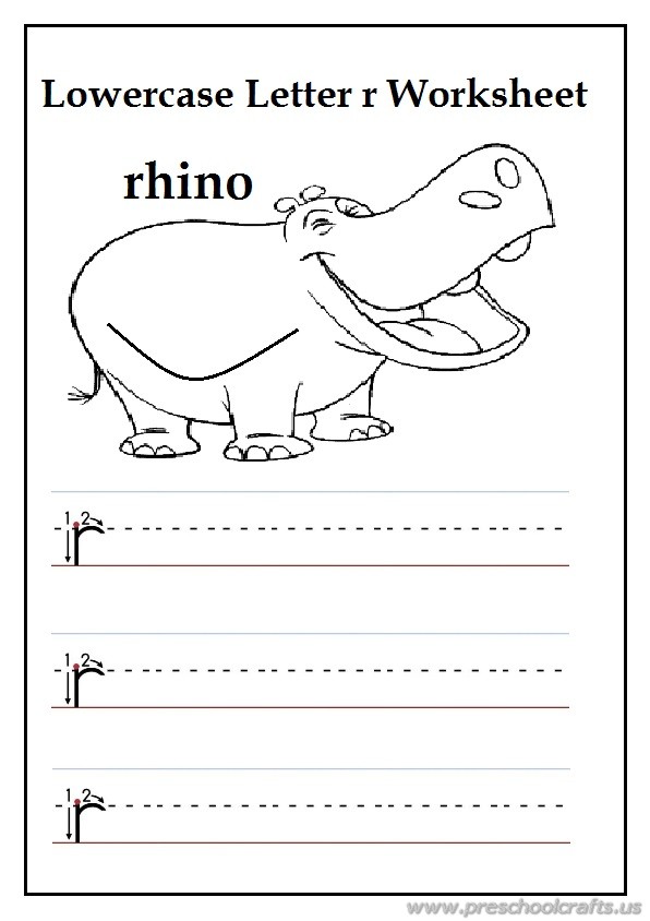 Writing Uppercase Letter R Is For Rhino Worksheets For 1st Grade