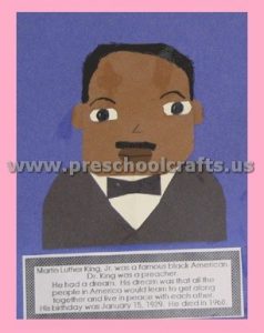 Martin Luther King Craft for Preschool Kindergarten