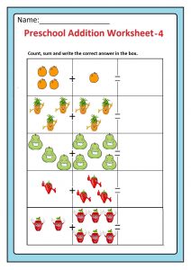 Preschool Basic Addition Worksheet 4 Free Printable