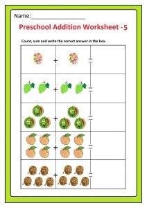Preschool Basic Addition Worksheet 5 Free Printable