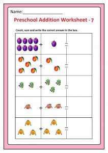 Preschool Basic Addition Worksheet 7 Free Printable