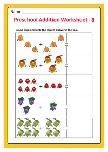 Preschool Basic Addition Worksheet 8 Free Printable