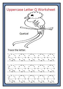 Uppercase letter Q tracing worksheet free printable