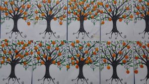 preschoolers orange tree bulletin board