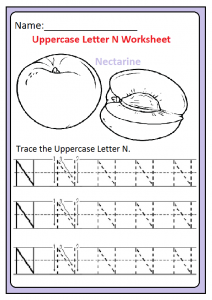 Trace the Uppercase Letter N Worksheet for Kindergarten and Preschool
