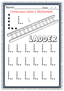 Uppercase Letter L Trace Worksheet for Preschool and Kindergarten