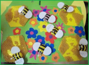 spring themed kids craft idea by pasta, black electric bands and surprise eggs