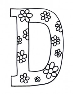 Flowered-Letter-D-Coloring-Page