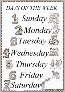 days of the week teaching