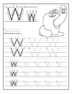 free Printable letter W tracing worksheets for kids