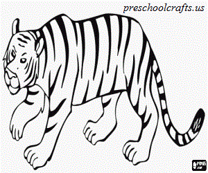 free printable Tiger coloring pages ideas for preschool