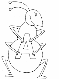 letter a - ant coloring page