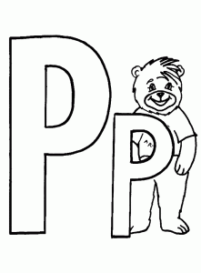 letter p coloring pages, letter p bear