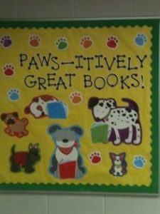 paws itively great books bulletin board