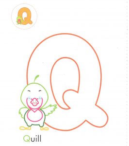 alphabet-letter-q-Q-quill-coloring-page-for-preschool