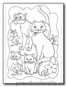 cat family colouring