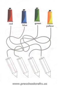 matching to colors worksheets for kids