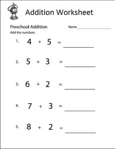 Addition Worksheet for Preschooler