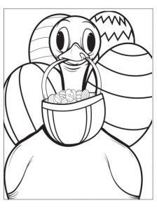 Coloring Pages to Duck With Easter Eggs
