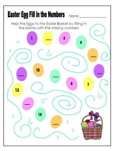 Easter Egg Fill in the Numbers Worksheet for Preschool