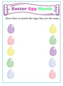 Easter Egg Match Worksheet for Kindergarten