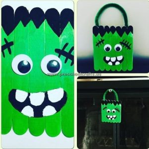 Frankenstein popsicle stick craft idea