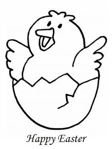 Happy Easter Chick Colouring For Kindergarten