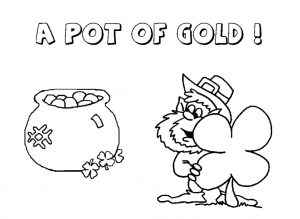 Happy St. Patrick's Day a pot of gold coloring pages for preschool