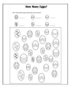 How Many Eggs Happy Easter Worksheet for Preschool