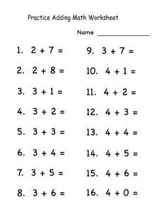 Practice Adding Math Worksheet for preschool