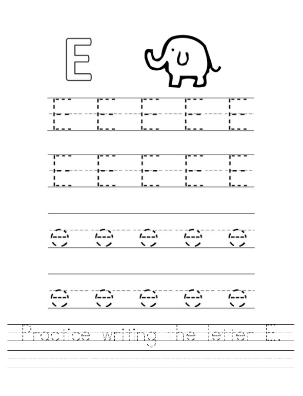 Practice writing the letter e worksheet - Preschool Crafts