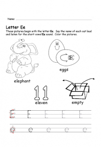 Theese pictures begin with the letter e worksheet