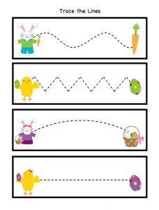 Trace the Lines Worksheet for Happy Easter
