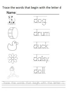 Trace the words that begin with the letter d