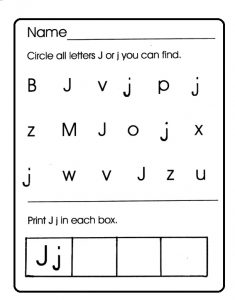 alphabet worksheet related to letter j