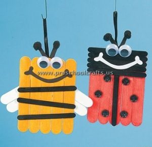 bee and ladybug popsicle stick kids crafts