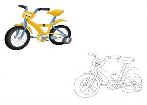 bicycle colored coloring pages for kindergarten and preschool free printable