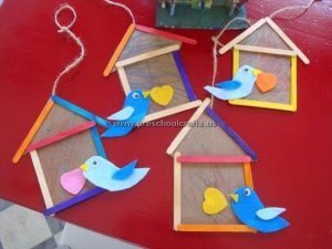 bird house popsicle stick craft idea for kids