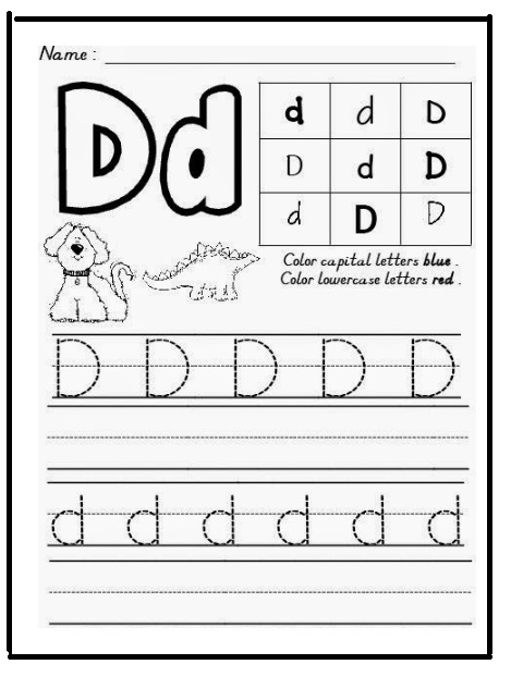 free printable letter d worksheets for kindergarten