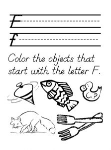 color the objects that start with the letter f